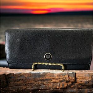 LOEWE Anagram Long Wallet Leather Black Used Authentic  EUC